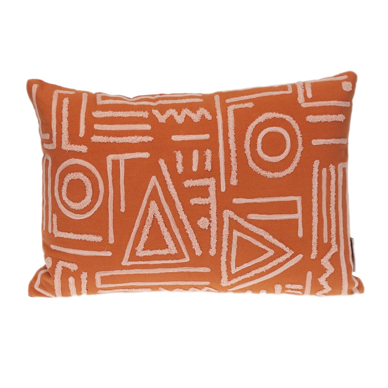 Edge Collections - Orange - Boho Geometric Lumbar Throw Pillow - 1 Piece